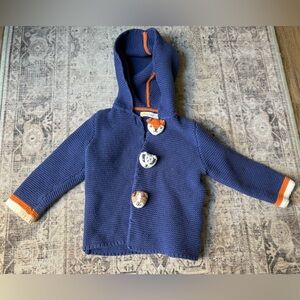 Baby Boden Animal Head Button Knit Hooded Cardigan 18-24 Months